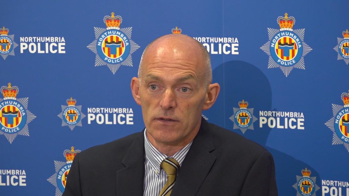 Screengrab of Detective Inspector Calum Meikle speaking at a press conference.