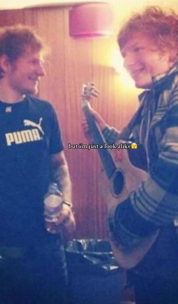 Photo of an Ed Sheeran lookalike with Ed Sheeran.