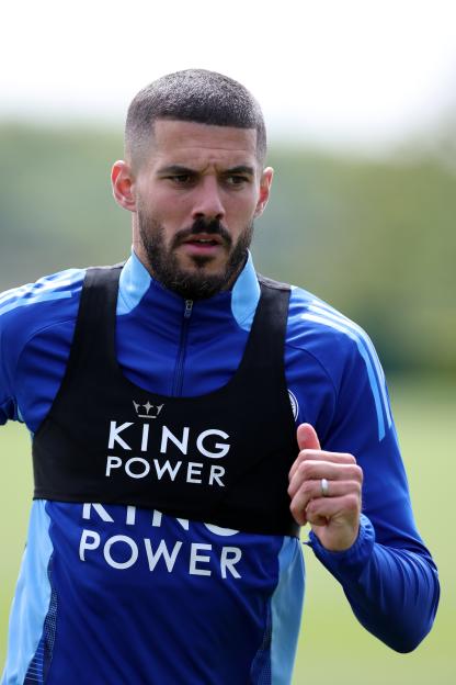 Conor Coady of Leicester City at a training session.