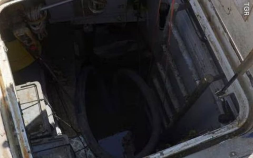 Interior of the sunken superyacht Bayesian.