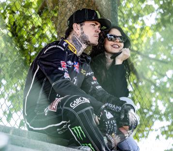 A man and woman sitting together.