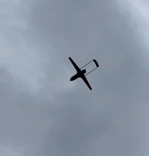 Ukrainian Lyutyi drone in flight.