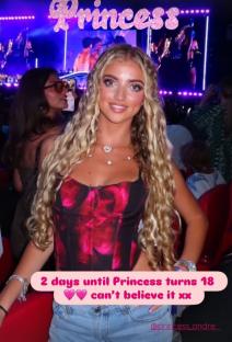Young woman in corset top at concert, 2 days until her 18th birthday.