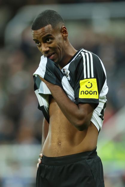 Alexander Isak of Newcastle United looking dejected during a soccer match.