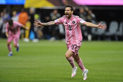 Lionel Messi of Inter Miami celebrating a goal.