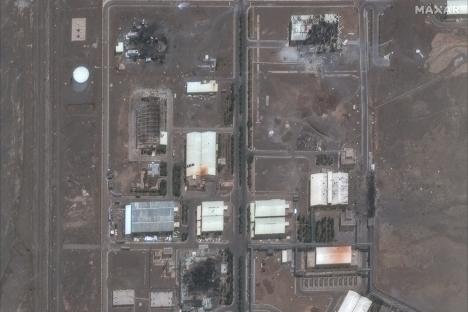 Satellite image of the Natanz nuclear facility in Iran after an airstrike.