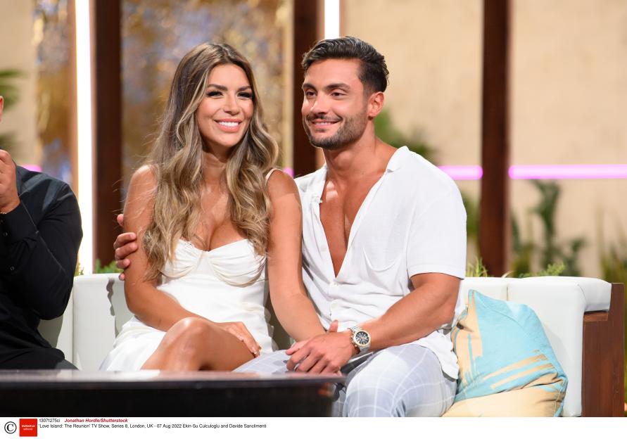 Ekin-Su CülcüloÄlu and Davide Sanclimenti at the Love Island: The Reunion TV show.