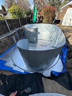 DIY pool installation in progress.