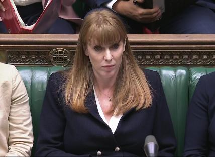 Screen grab of Deputy Prime Minister Angela Rayner at Prime Minister's Questions.