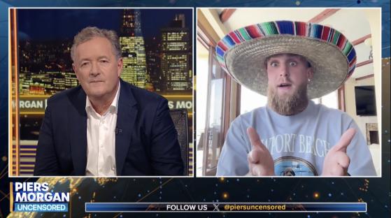 Jake Paul and Piers Morgan in a split-screen video interview.