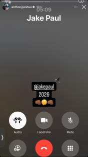 Screenshot of a FaceTime call with Jake Paul; the text