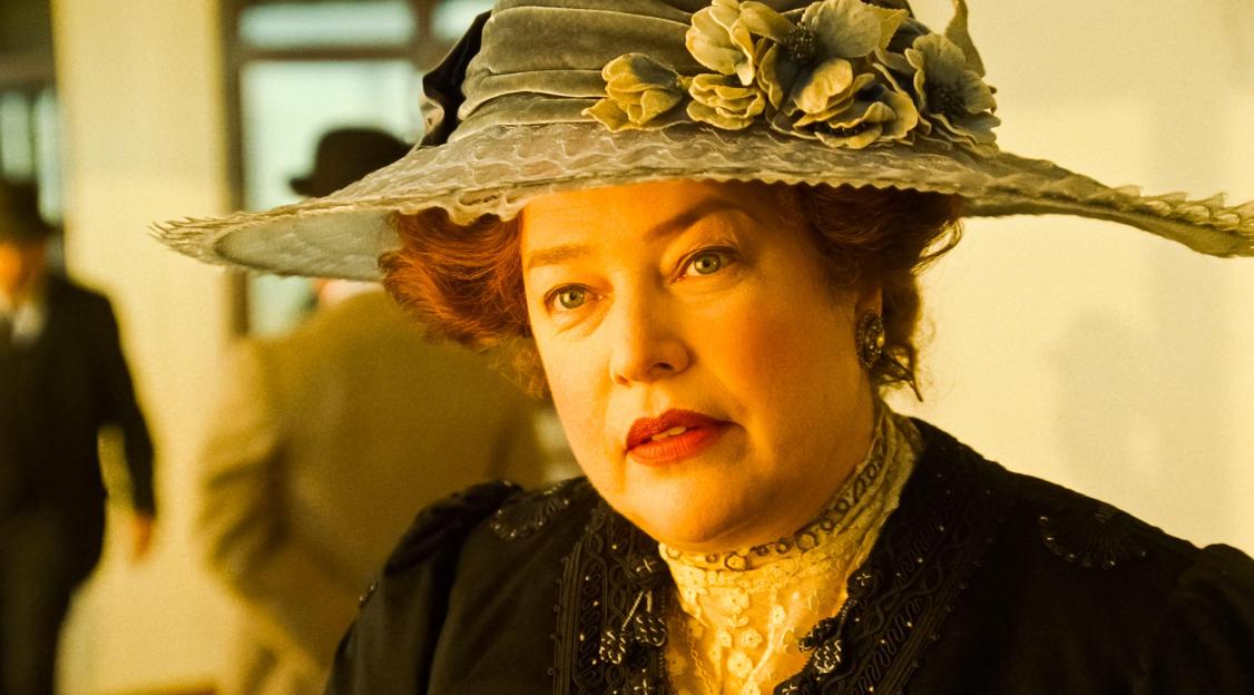 Kathy Bates in a scene from the film *Titanic* (1997).