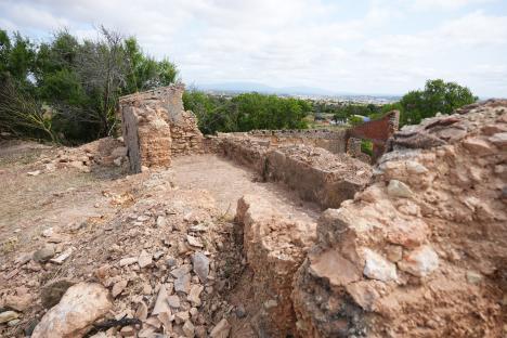 Ruins of a stone building near Praia da Luz, Portugal.