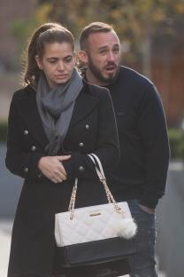 Colleen Campbell and Thomas outside Manchester Crown Court facing money laundering charges.