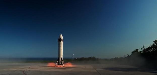 Honda's experimental reusable rocket successfully launching and landing.