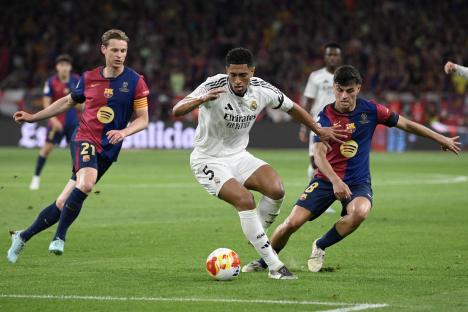 Soccer players vying for the ball during a match.