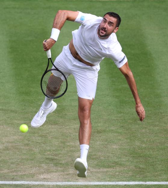 Marin Cilic playing tennis.