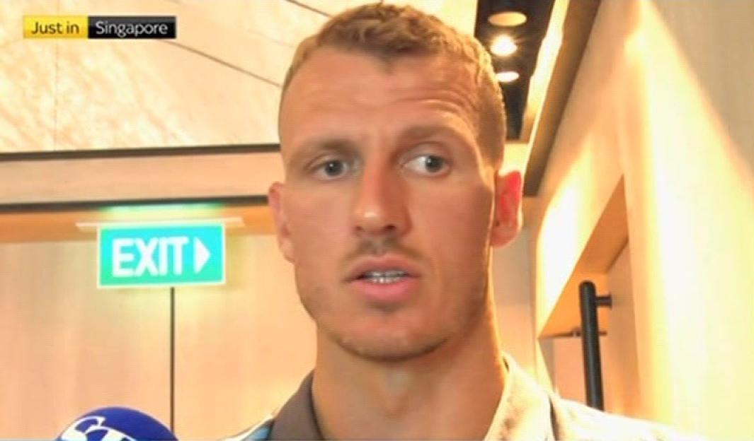 Screenshot of a Sky Sports News segment featuring a cricket player interview and Premier League fixtures information.