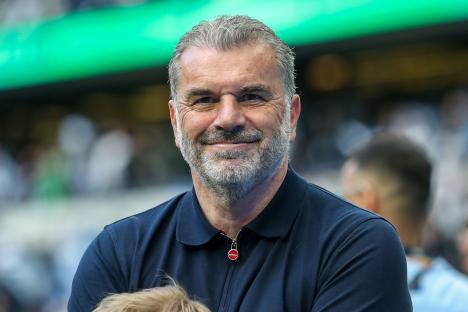 Head coach Ange Postecoglou of Tottenham Hotspur smiling.