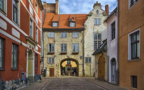 Swedish Gate in Riga, Latvia, archway in old city wall.