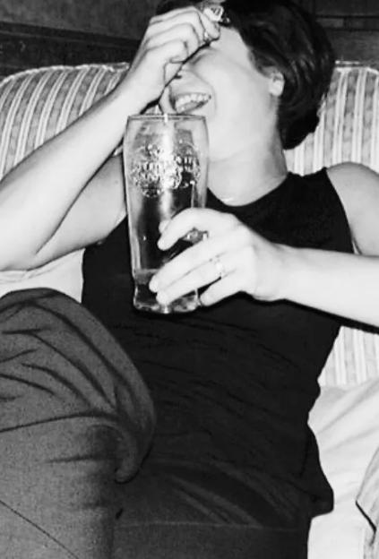 Then and now photos of a woman; before and after sobriety.