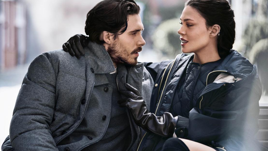 Brooklyn Beckham and Nicola Peltz-Beckham in Moncler's Pre-Fall 2025 campaign.