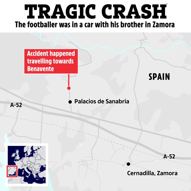 Map showing location of car accident in Zamora, Spain.