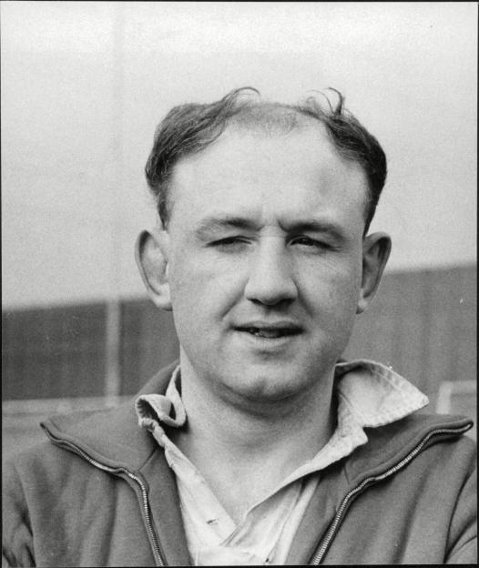 Black and white photo of Ray French, St. Helen's Rugby League player.