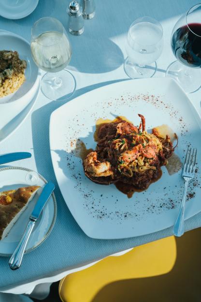 Lobster pasta dish on a cruise.