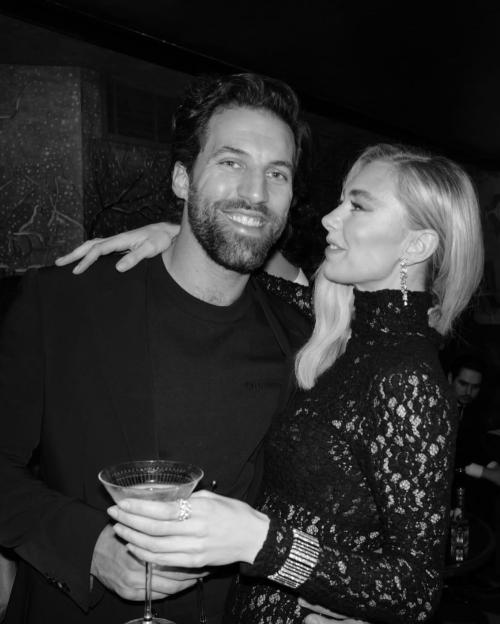 Black and white photo of Vanessa Kirby and Paul Rabil.