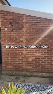 Brick wall before garden renovation.