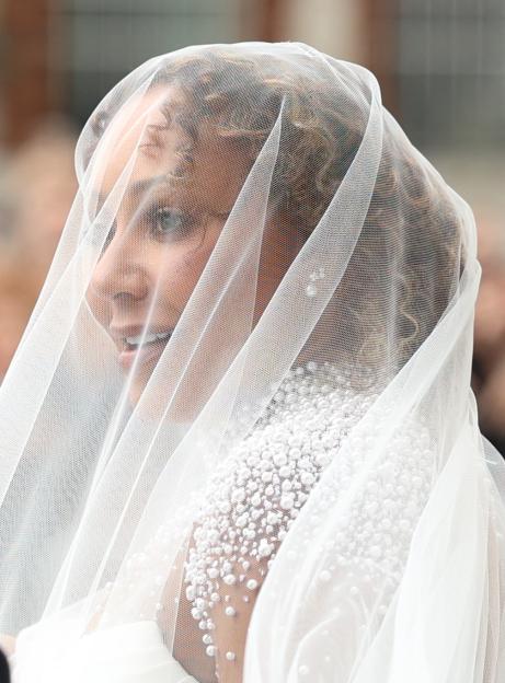 Mel B veiled at her wedding.