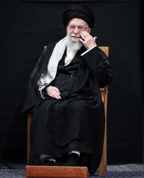 Ayatollah Ali Khamenei at a mourning ceremony.
