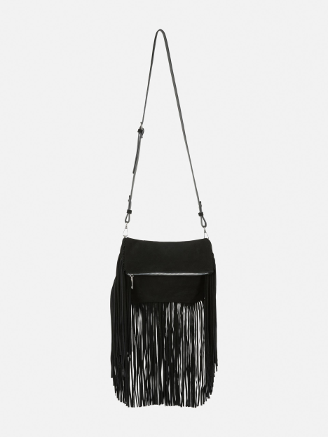 Black fringed crossbody bag.