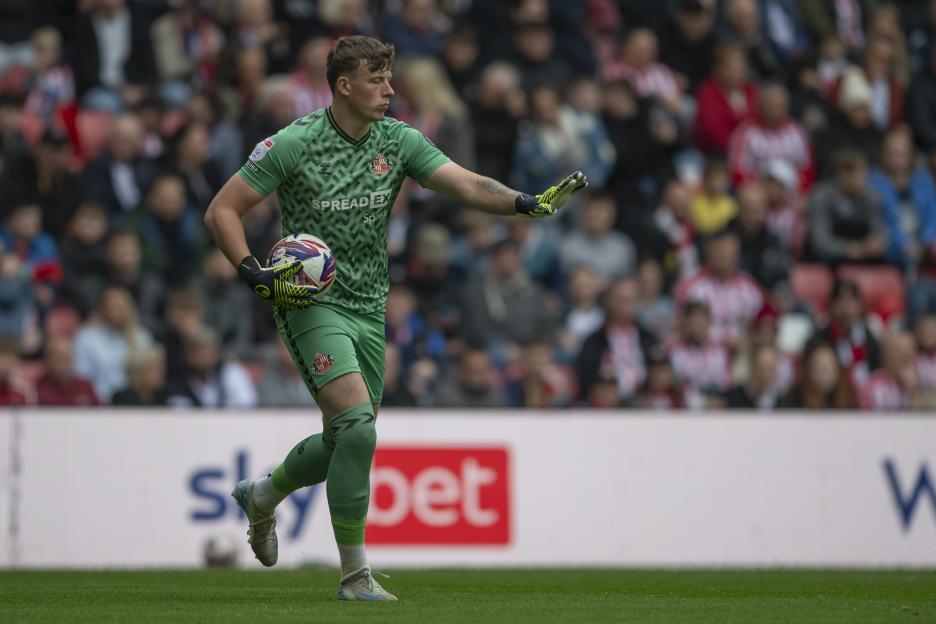 Sunderland goalkeeper Anthony Patterson playing in a soccer match.