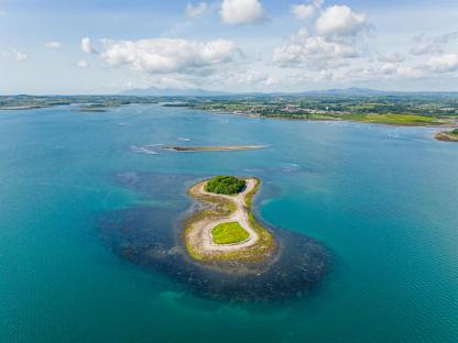 Aerial view of Dunnyneil islands in Strangford Lough.