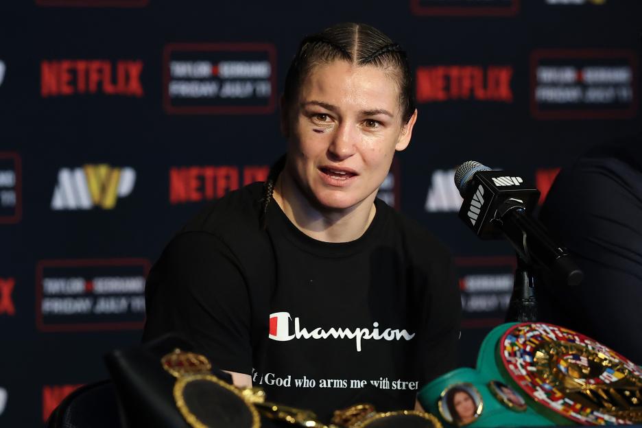 Katie Taylor at a press conference.