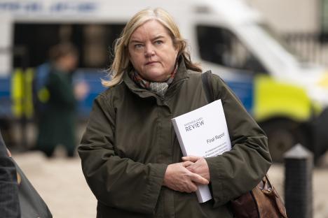 Baroness Louise Casey holding the final report of her review into the Metropolitan Police Service.