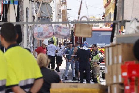 Emergency personnel at the scene of an explosion in San Pedro del Pinatar, Murcia, Spain.