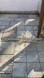 Old and broken patio stones.