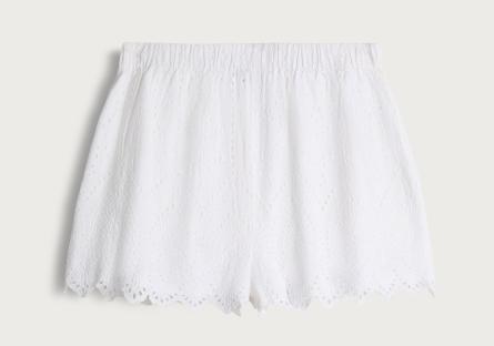 White eyelet shorts.