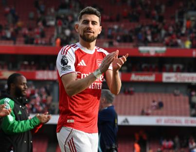Jorginho of Arsenal applauding fans.