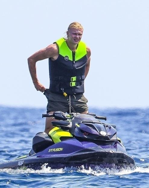 Erling Haaland on a jet ski.