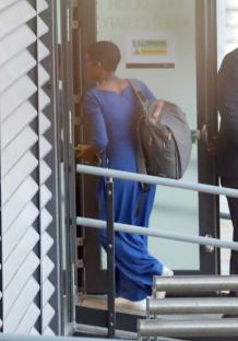 Naga Munchetty entering a building.
