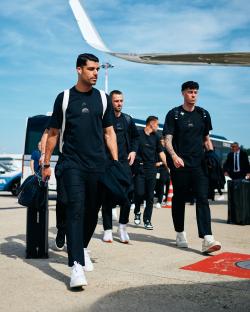 FC Internazionale Milano players boarding a plane.