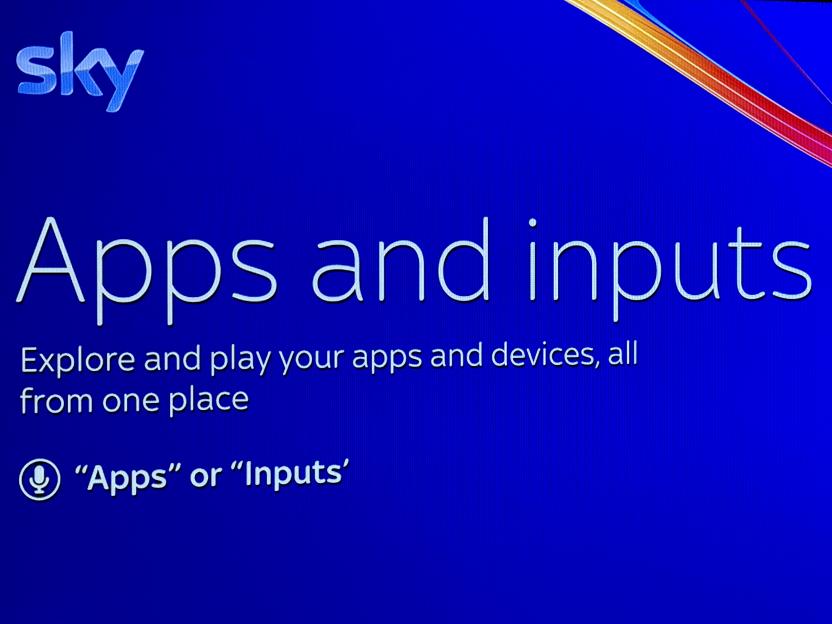 Sky Apps and Inputs screen.