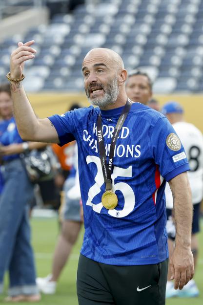 Chelsea FC coach Enzo Maresca celebrates victory at the FIFA Club World Cup.