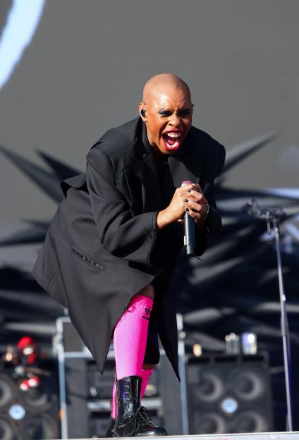 Skin of Skunk Anansie performing live on stage.