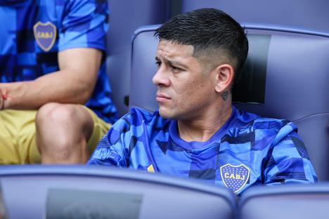 Marcos Rojo #6 of CA Boca Juniors sitting in a seat.