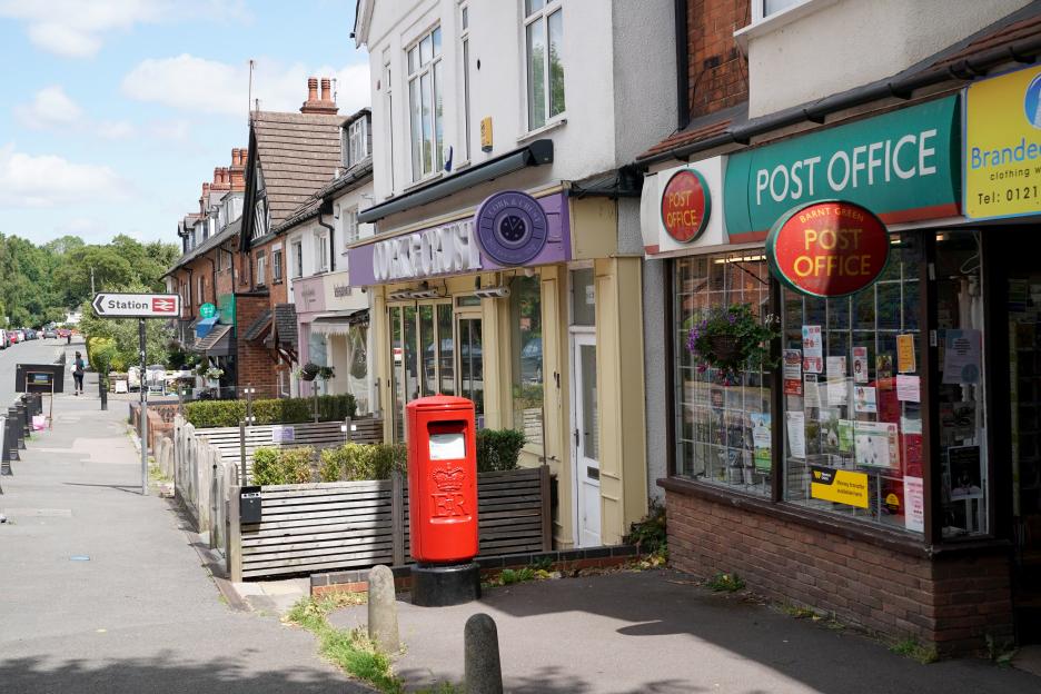 Barnt Green high street shops and post office.